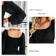 thumbnail image 5 of Blusa informal de manga larga con farol para mujer, cuello ancho, espalda descubierta y dobladillo holgado para todas las estaciones., 5 of 6