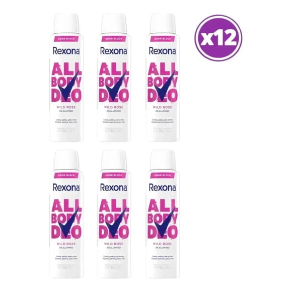 PACK 12 Rexona Deso Corporal All Body Deo Wild Rose 150ml