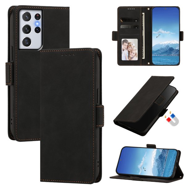 Funda Billetera Delgada para Samsung Galaxy S23 con Ranuras y Soporte Negro