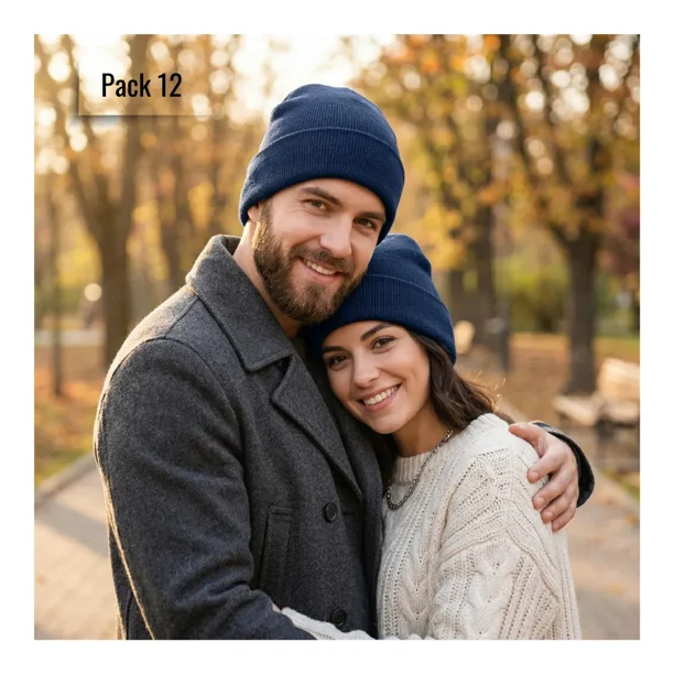 Pack 12 Gorros De Lana Con Doblez Adulto