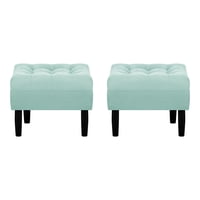 Bodevir - Set Pouf Wood 1C Felpa 00 Verde Agua