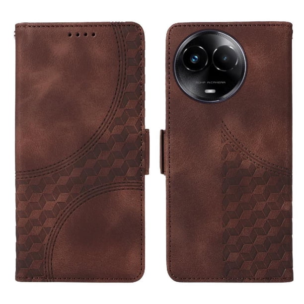 Carcasa FOXDOCK Realme C67 5G de cuero PU, diseño acolchado clásico, protección contra caídas y rayones