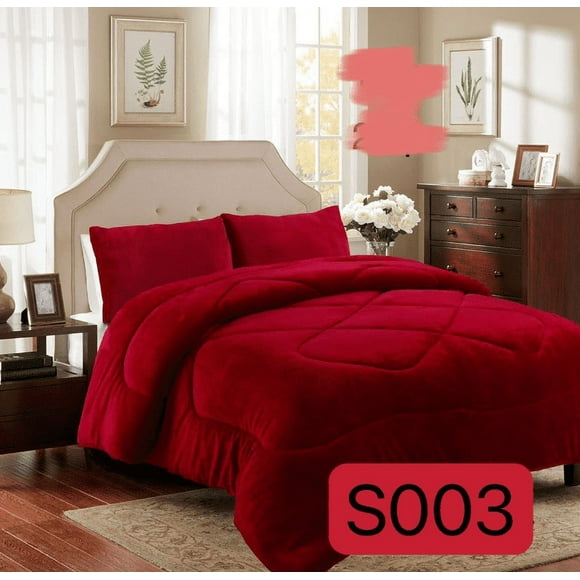 Cobertor Plush Con Chiporro 2 Plazas Color Rojo Liso