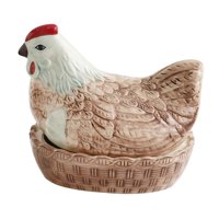 Bothyi - Diseño De Pollo Cesta De Almacenamiento De Huevos Recipiente De Almacenamiento De Huevo Para Cerámica De Verduras De Despensa Marrón