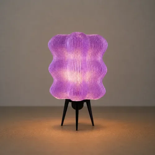 Lámpara de Mesa Velador SLVJE Aura Wave E27 Impresa en 3D 16 cm Violeta + Ampolleta