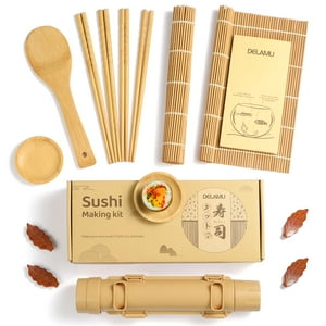 Kit Para Hacer Sushi Delamu 16 En 1 Con Tapetes De Bambú Y Bazuca Para Sushi