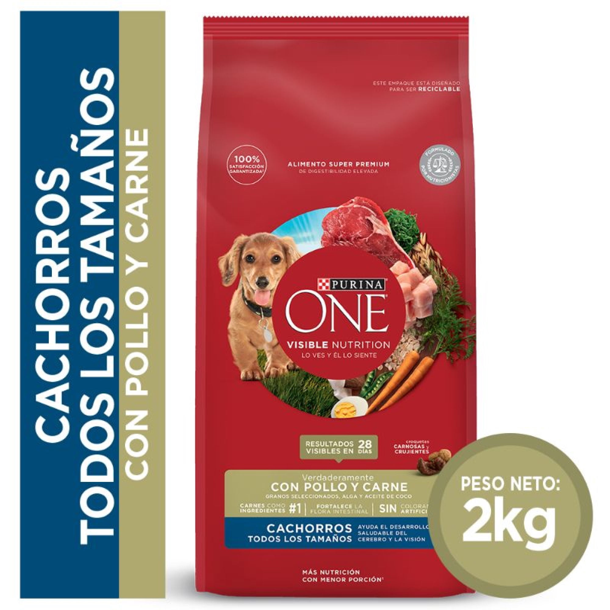 Alimento Seco Cachorro Pollo Y Carne Bolsa 2 Kg Purina One
