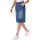 thumbnail image 4 of INSPIRE CHIC Falda de Mezclilla para Mujer Casual de Cintura Alta con Abertura Trasera, Falda de Jean Elástica a la Rodilla con Bolsillos S Azul Medio, 4 of 6