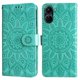 thumbnail image 1 of Funda tipo cartera FOXDOCK para Vivo Y16 4G , diseño girasol en relieve, cuero PU, cierre magnético, soporte y tarjetero, 1 of 5