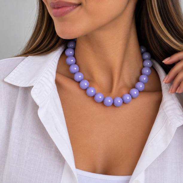 Collar Balloon Chicle Chunky De Cuentas Medianas Unisex lila 22