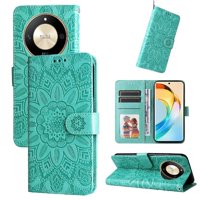 Funda Tipo Cartera Foxdock Para Honor X9B , Diseño Girasol En Relieve, Cuero Pu, Cierre Magnético, Soporte Y Tarjetero
