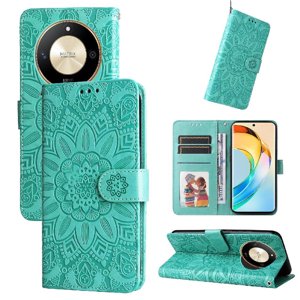 Funda Tipo Cartera Foxdock Para Honor X9B , Diseño Girasol En Relieve, Cuero Pu, Cierre Magnético, Soporte Y Tarjetero