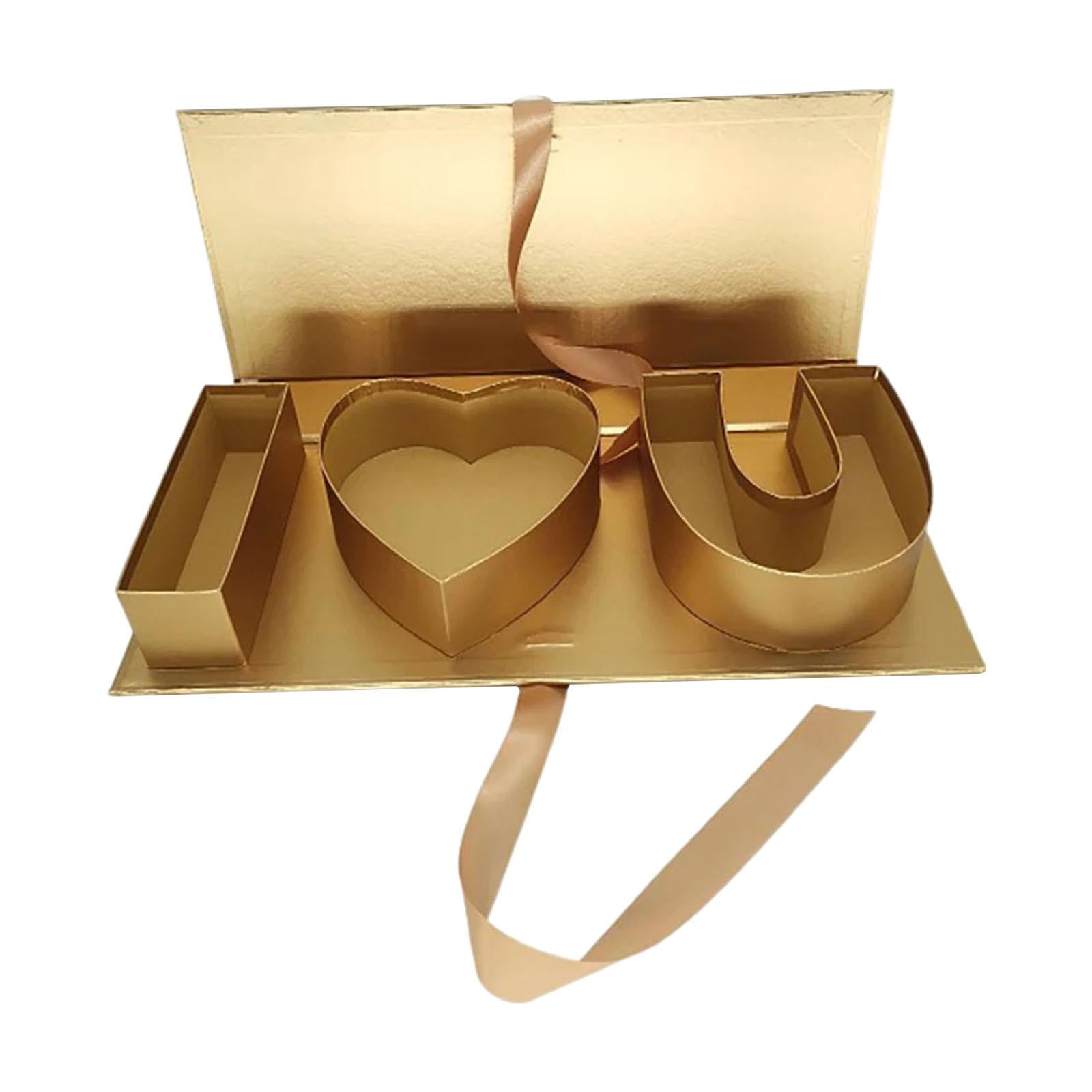 Bothyi - Letras Rellenables Dulces Boda Telón De Fondo Mamá Caja De Regalo De Flores Vacía Día De La Madre Dorado