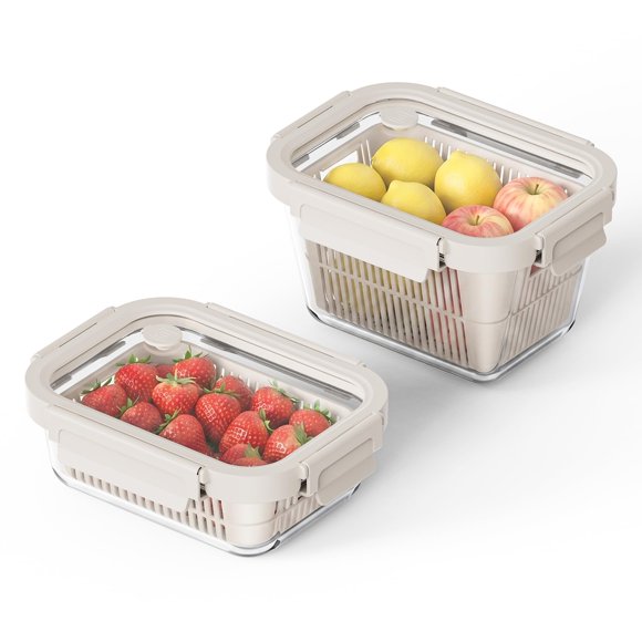 Juego de 2 contenedores de vidrio con tapas herméticas ventiladas GENICOOK