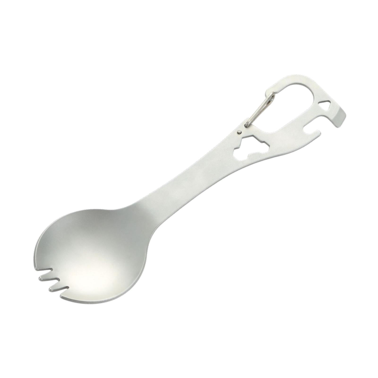 Ioensy - Tenedor Y Cuchara Para Acampar, Vajilla Multifuncional Para Pesca, Mochileros, Viajes, Color Plateado