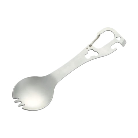 Ioensy - Tenedor Y Cuchara Para Acampar, Vajilla Multifuncional Para Pesca, Mochileros, Viajes, Color Plateado