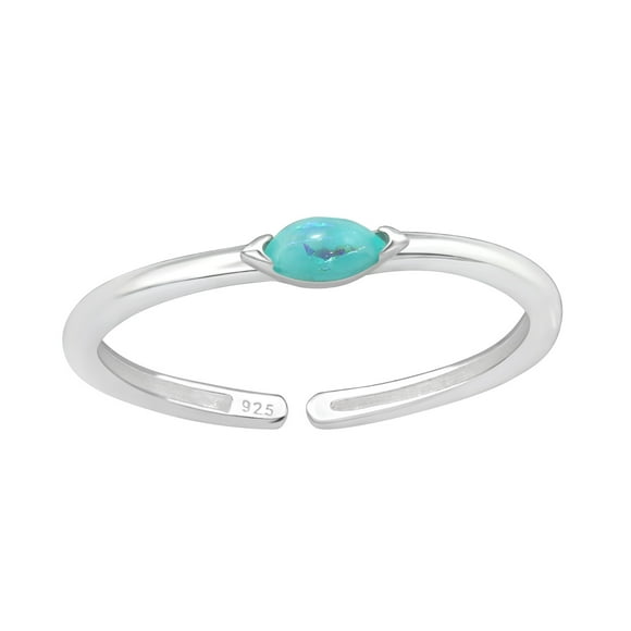 Anillo Ajustable En Forma De Marquesa Con Ópalo De Imitacion Plata 925