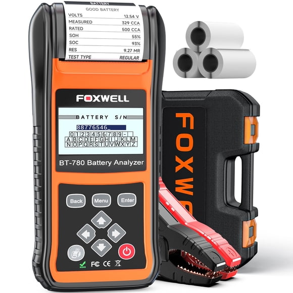 Probador de baterías de coche FOXWELL BT780 12 V 24 V con impresora 100-2000 CCA