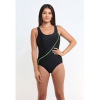 Samia - Traje De Baño Rebajado Con Líneas Verde M