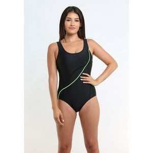 Samia - Traje De Baño Rebajado Con Líneas Verde M