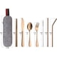 thumbnail image 2 of Utensilios portátiles, juego de cubiertos para viajes y camping, 8 piezas que incluye cuchillo, tenedor, cuchara, palillos, cepillo de limpieza y pajitas, estuche portátil, juego de cubiertos de acero, 2 of 7