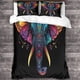 thumbnail image 3 of Juego de ropa de cama de 3 piezas con funda nórdica de elefante colorido, estampado 3D de animales salvajes, de microfibra con cierre de cremallera oculto y fundas de almohada., 3 of 3
