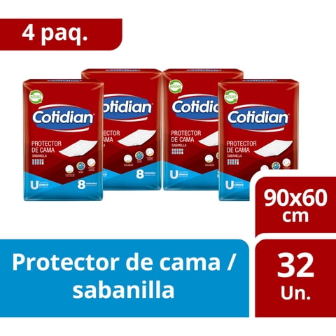 4 Paquetes Sabanillas Cotidian Gel Súper Absorbente 32 Un
