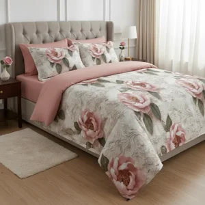 Casadeliacl - Cubrecama 5D Tfi Para Colchón 2 Plazas, Diseño Elegante - Coral Claro - 6