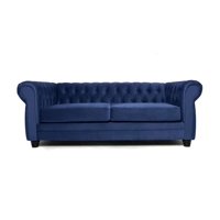 Barra Design - Sofá Chesterfield 3C Felpa Azul