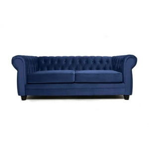Barra Design - Sofá Chesterfield 3C Felpa Azul