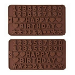 Genérico - 2 Moldes Chocolate Moldes De Silicona Letras Numeros Signos