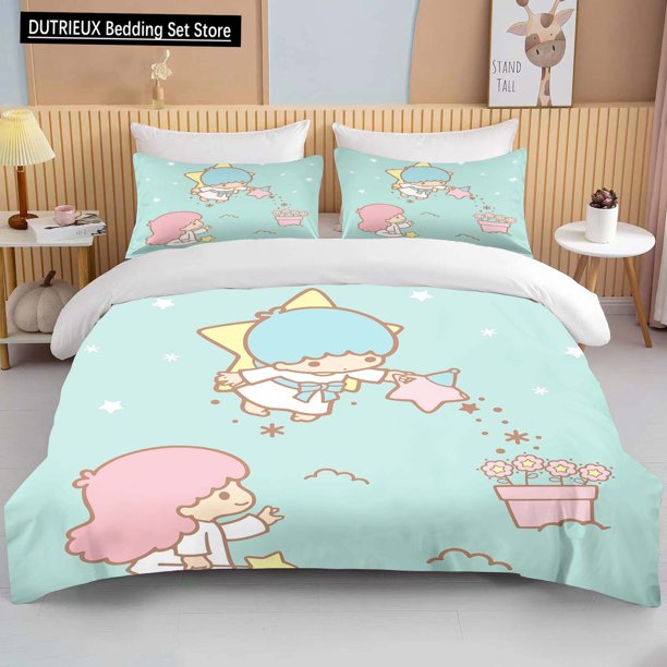 v853 Bed Sheets Sizes Little Twin Stars Printed Warm Soft Quilt Cover Pillowcase Bedding Set Kids Adult Comfortable Bed Set Twin King 3-Piece Bedding Set (1 Duvet Cover + 2 Pillow Shams) Bed Sheets