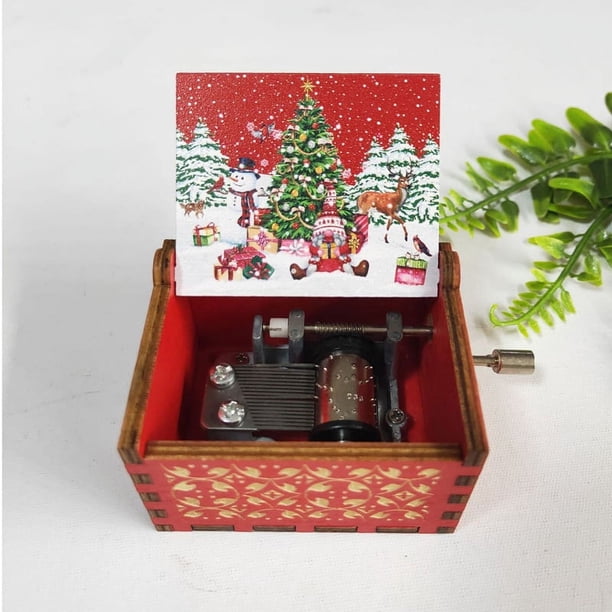 Delightful Wooden Antique Carved Hand Cranked Music Box - Perfect Christmas Gift for Kids, Mom, Dad, Friends & More!