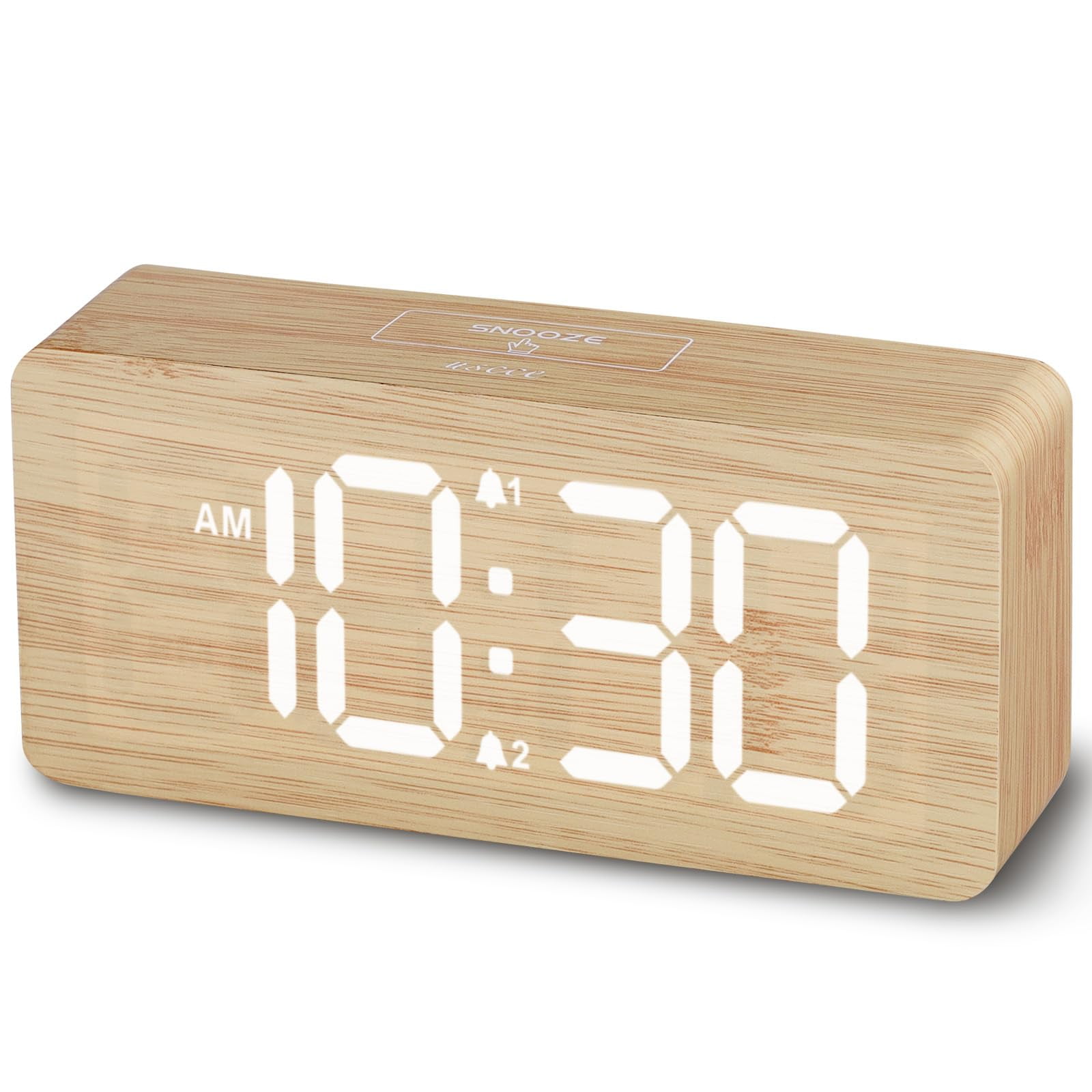 Reloj Despertador Digital Uscce De Madera Con Números Grandes