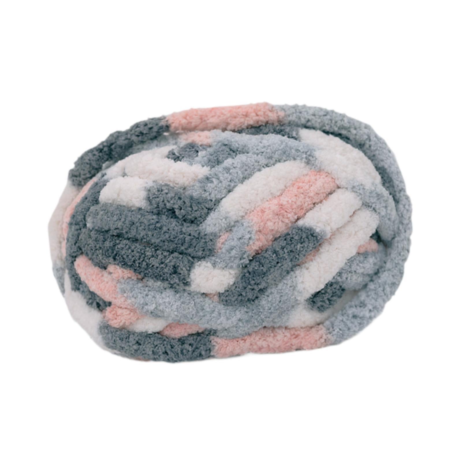 Magideal - Hilo De Lana Gruesa Para Ganchillo Tejido Manual Alfombras Cestas Camas Para Mascotas Poliéster Lavable Apto Para Creaciones De Invierno Regalos Artes Gris Blanco Rosa