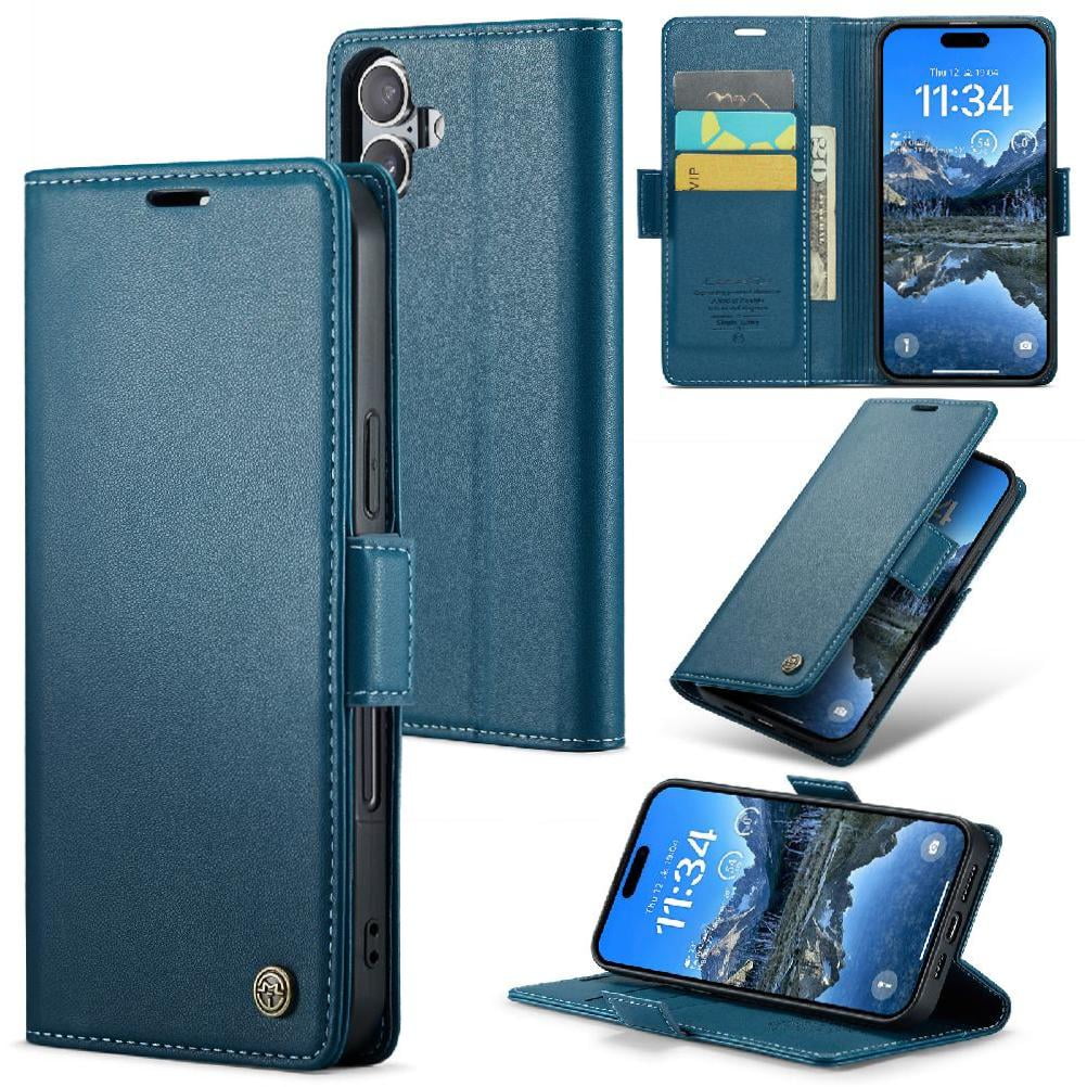 Case Me - Caseme Tipo Cartera Iphone 16 Plus Con Cierre Magnético, Rfid, Tarjetero, Soporte, Carga Inalámbrica
