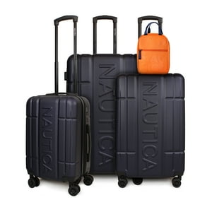 Nautica - Set 3 Maletas S+M+L Amsterdam Azul + Mochila Emma Naranja