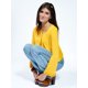 thumbnail image 4 of Jess por Meiko Top Corto con Cuello en V con Recortes, Halter, Manga Larga y Dobladillo Irregular para Mujer Amarillo Talla S, 4 of 6