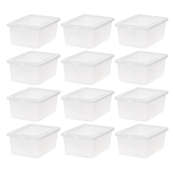 Cajas de almacenamiento IRIS USA para zapatos, 15 litros, transparentes, apilables, paquete de 12