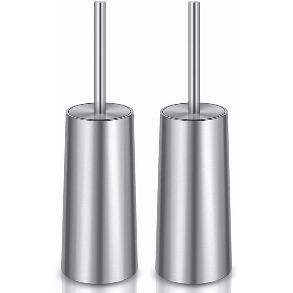 Juego de 2 escobillas de baño de acero inoxidable con soporte Wsedor Silver