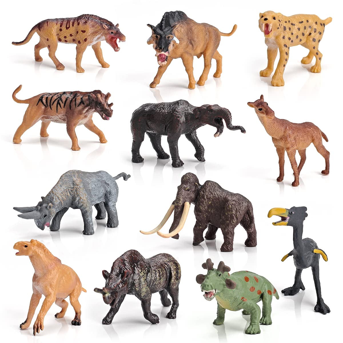 Juego De Juguetes Prehistóricos Para Mamíferos Y Animales Bretoyin Mini, 12 Piezas