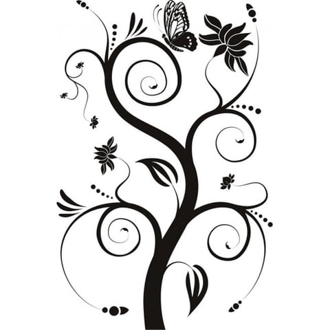 Rienda Libre Graphics - Decomural Swirl Tree Butterflies Ws-18269