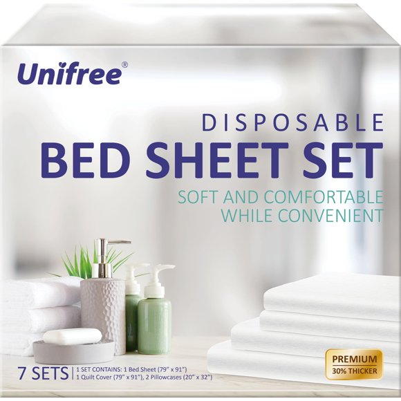 Sábanas desechables UNIFREE Travel Hotel, 7 juegos (79 x 91 cm)