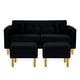 thumbnail image 1 of Sofa New Retro 3C + 2 Pouf Felpa 01 Negro, 1 of 6