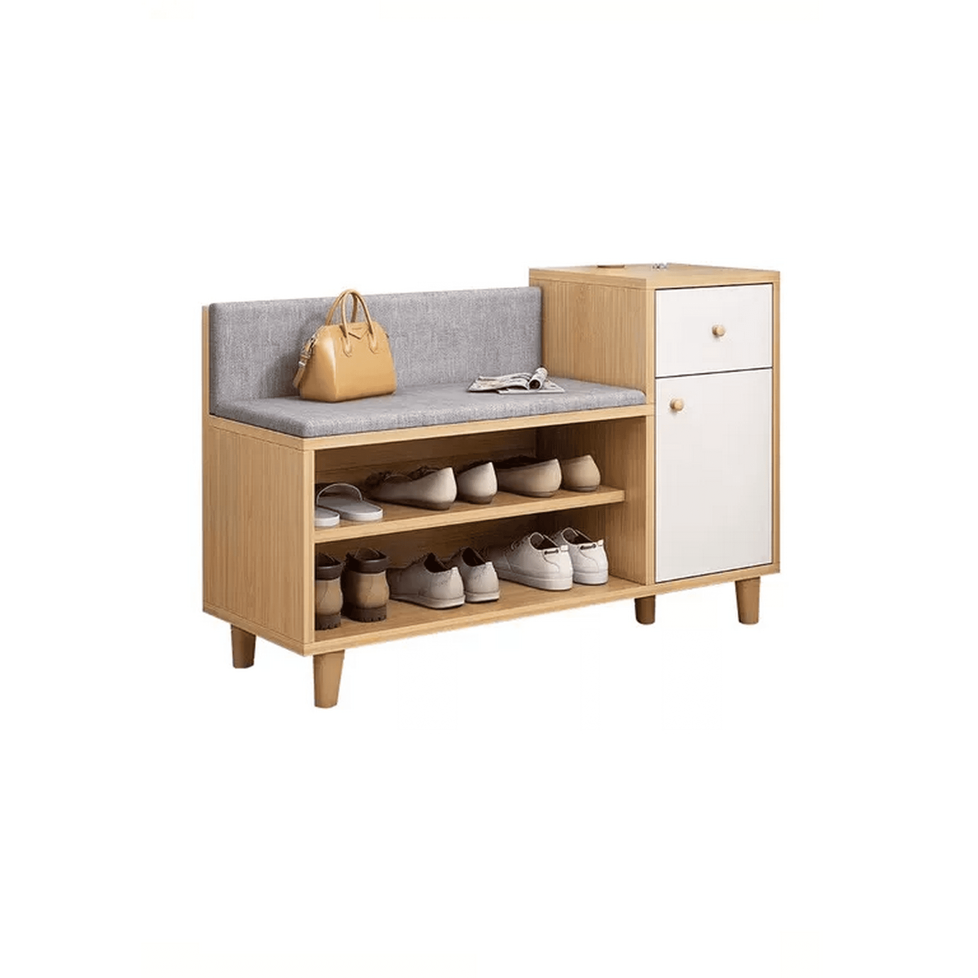 Genérico - Zapatero Organizador Probador Con Cajonera 67x90x32cm Marrón Claro