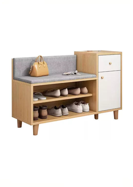 Genérico - Zapatero Organizador Probador Con Cajonera 67X90X32Cm Marrón Claro