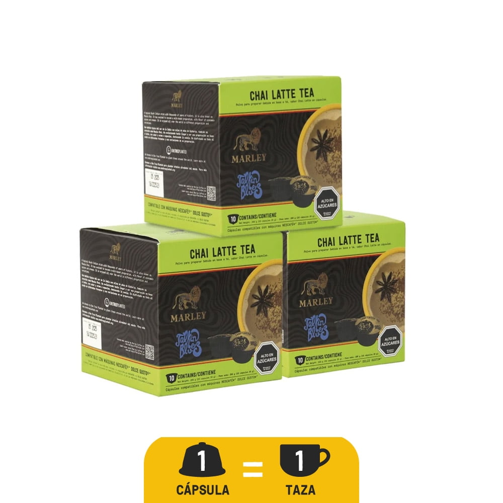 Marley Coffee - Pack 3x Cajas Café Talkin Blues Chai Latte 10u
