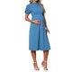 thumbnail image 4 of INSPIRE CHIC Vestidos de Trabajo para Mujeres Embarazadas Cuello Simulado Botón Plisado Frontal Oficina Línea A Vestido de Negocios de Embarazo L Azul Pavo Real, 4 of 6