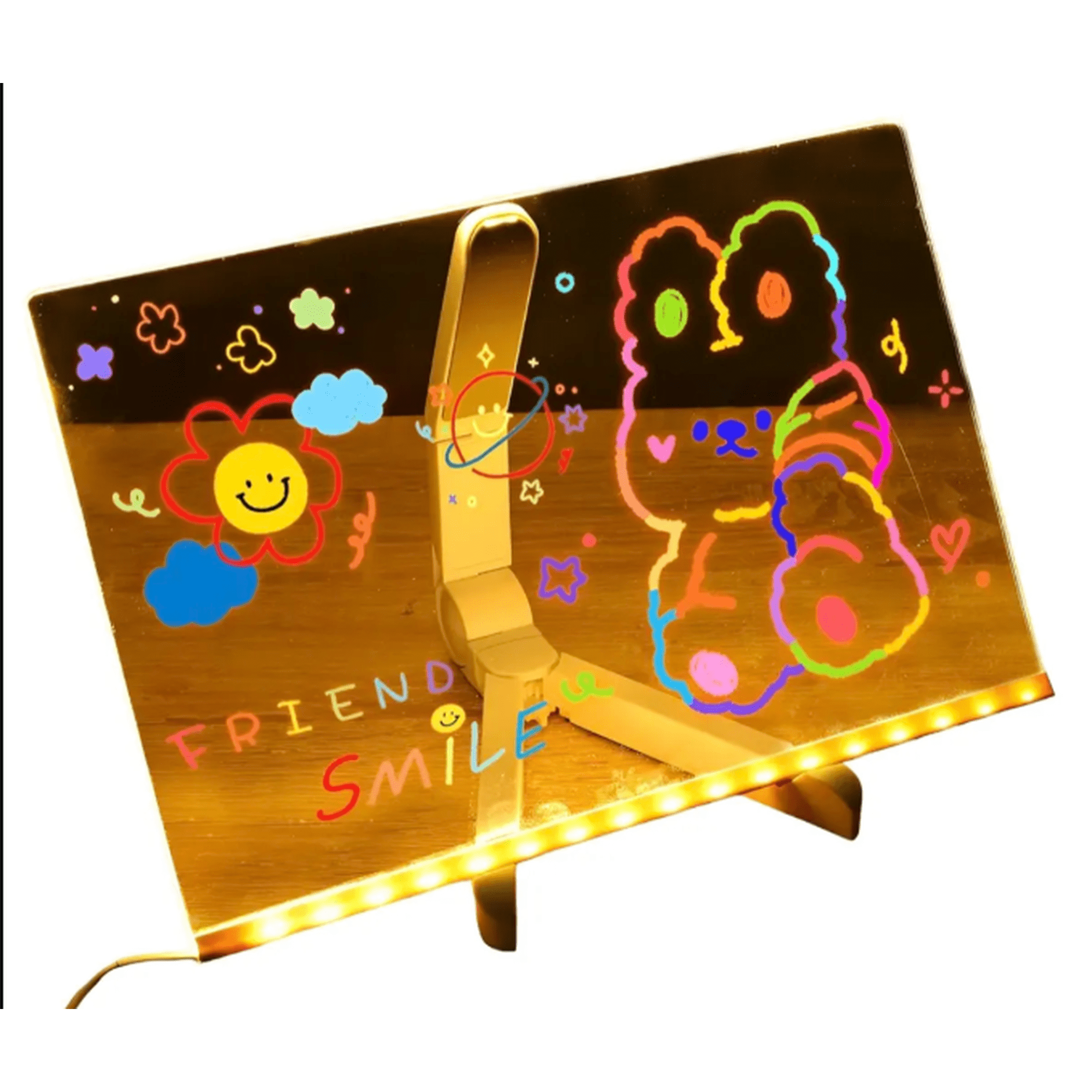 Bienok - Pizarra Led Acrílica Luminosa 30x20cm Con 7 Plumones Neón