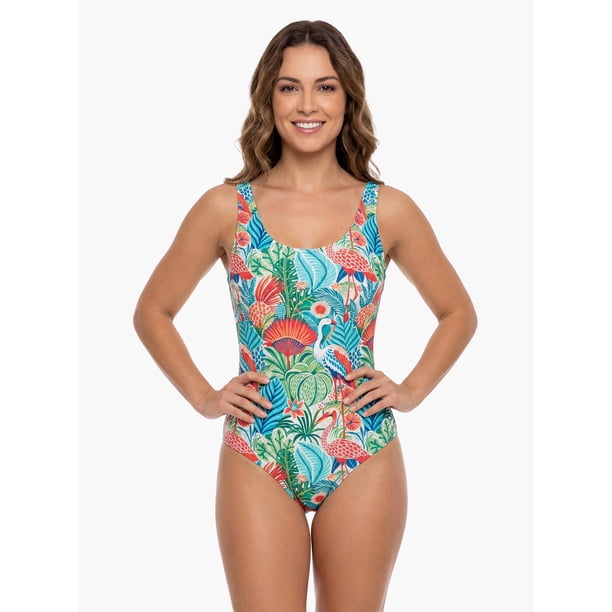 Traje de baño mujer reductor clásico estampado verde Talla S